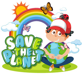 Wall Mural - Save the planet text for banner or poster design