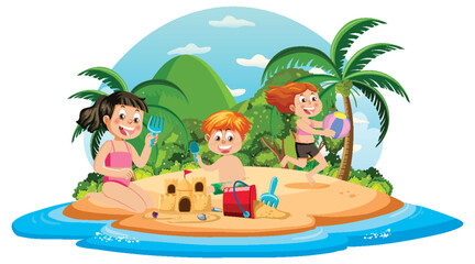 Wall Mural - Summer kids on the beach