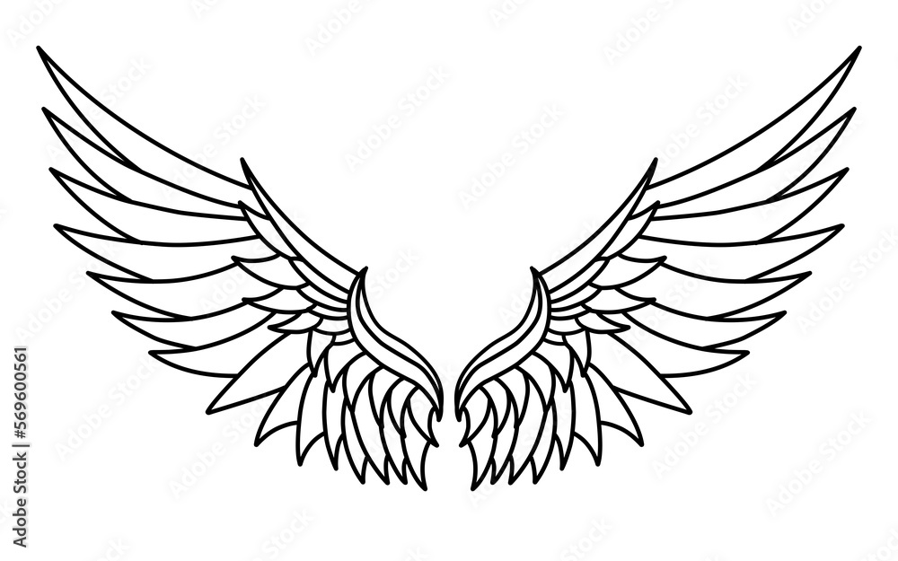 Vector angel wings line art design isolated Stock Vector | Adobe Stock