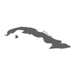 Wall Mural - Cuba - smooth grey silhouette map of country area. Simple flat vector illustration.