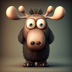 Wall Mural - Cute moose cartoon character created using generative AI tools