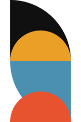 Poster - Abstract geometric minimalist artwork. Vector illustration made of simple shapes like circle, square, triangle. Retro background in Bauhaus style and bold colors: red, yellow, blue and black on white