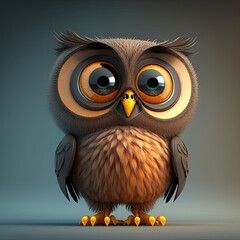 Wall Mural - Cute owl cartoon character created using generative AI tools