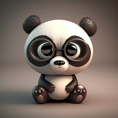 Wall Mural - Cute panda cartoon character created using generative AI tools