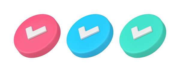 Poster - Done check mark positive vote acceptance agreement checkbox 3d icon set realistic vector