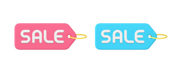 Poster - Sale shopping tag commercial marketing badge special offer 3d icon set realistic vector illustration