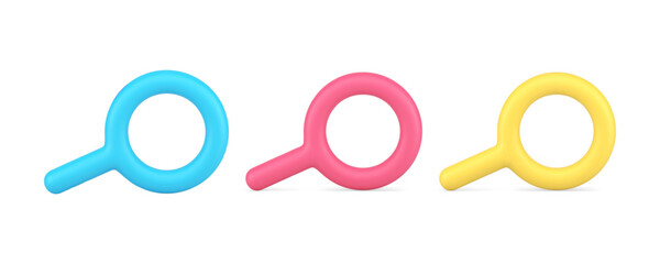 Poster - Magnifying glass internet searching science education browsing information 3d icon realistic vector