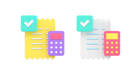 Poster - Budget payment receipt bill checking calculation tax form paper document control 3d icon set vector