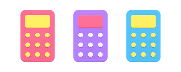 Poster - Calculator financial accounting economy budget banking money control device 3d icon set vector
