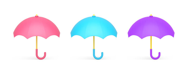 Poster - Umbrella 3d icon meteorology rain drop protection fashion accessory with handle realistic vector