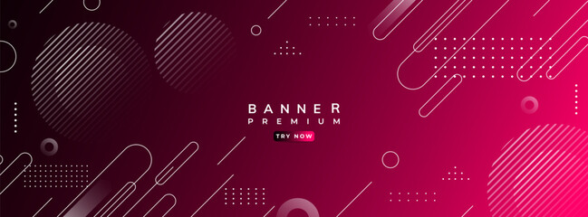 Wall Mural - Banner background, black and pink gradient geometric shapes eps 10