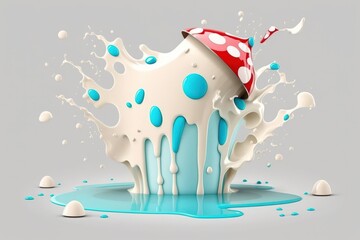 Sticker - milk splashed over a white background. Generative AI