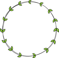 Wall Mural - Hand drawn circle frame decoration element with leaves clip art