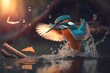 Eisvogel / Vogel in der Natur mit Wasser - weicher Hintergrund - Generative AI