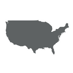Wall Mural - United States of America, USA - smooth grey silhouette map of country area. Simple flat vector illustration.