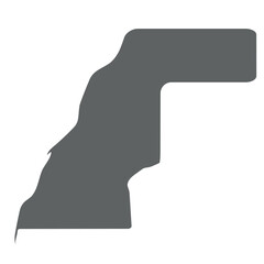 Sticker - Western Sahara - smooth grey silhouette map of country area. Simple flat vector illustration.