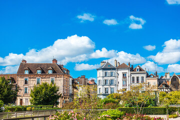 Street view of old village Troyes in France