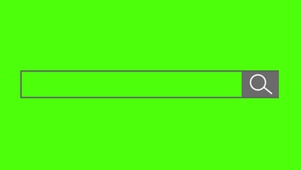 Cursor blinks in front part of empty search box to insert inquiry on green chromakey screen background computer generated imagery