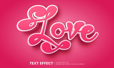 Poster - editable 3d love text effect. fancy font style perfect for logo, title or headline text.