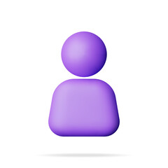 Poster - 3D Simple User Icon Isolated. Render Profile Photo Symbol UI. Avatar Sign. Person or People GUI Element. Realistic Vector Illustration