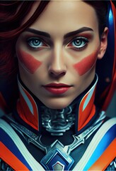 Wall Mural - Portrait of an astronaut in a spacesuit. High-tech astronaut from the future. The concept of space travel. Generative AI Art