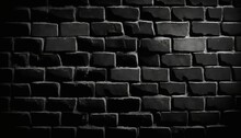  A Black And White Photo Of A Wall Made Out Of Brick Blocks With A Light Shining On The Side Of The Wall And The Wall.  Generative Ai