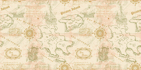 Wall Mural - the ancient nautical map of the sea routes