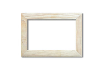 Poster - Wooden picture frame hanging on a white wall