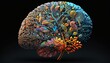 Brain cancer, Brain tumor 3D illustration showing the presence of Brain tumor inside brain with color coded background. generative AI