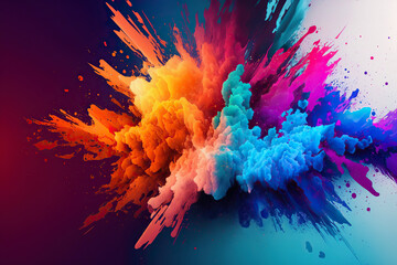 Wall Mural - Abstract color explosion background, colorful splash created with generative AI technology