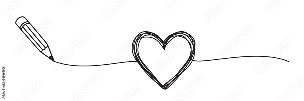 Heart shaped tangled doodle hand drawn with thin line. Pencil drawing a ...