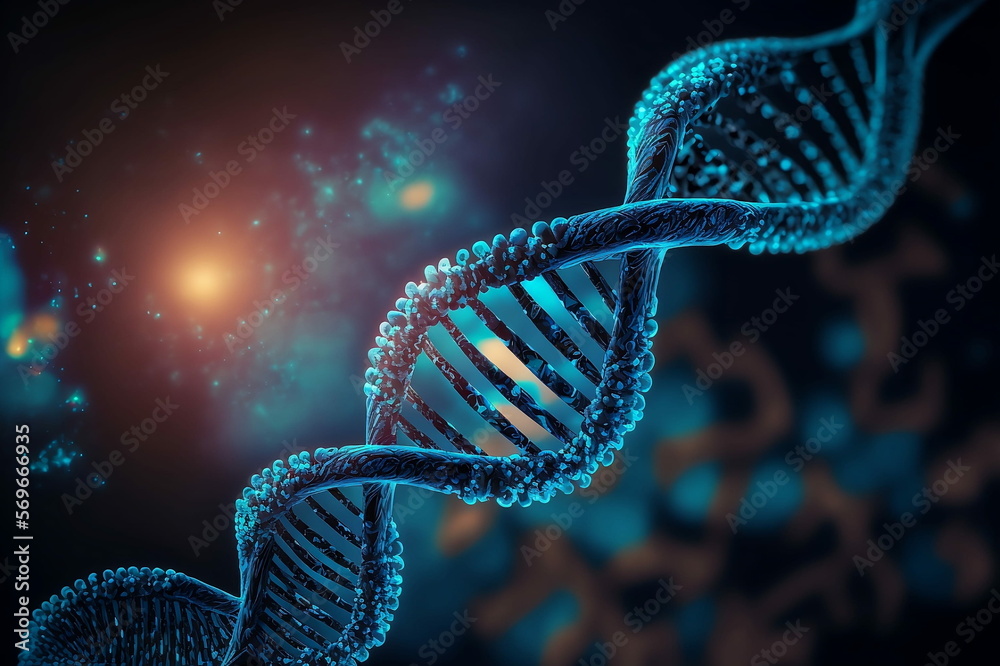 Concept of the evolution of human DNA in the distant future. View under ...