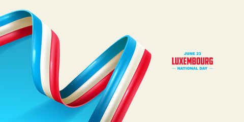 Wall Mural - Luxembourg national day, 23rd of June, bent waving ribbon in colors of the Luxembourg national flag. Celebration background.