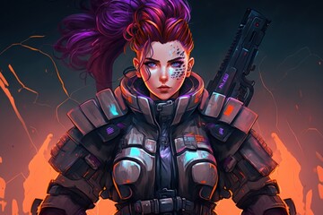 warrior in a cyberpunk tactical outfit. Generative AI