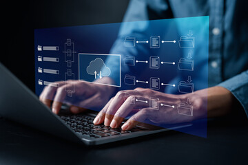 Aufkleber - Document in Cloud computing Management System, online documentation database and process automation to efficiently manage files, documentation in enterprise. Corporate business technology, DMS
