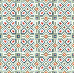 Abstract geometric line seamless white pattern. Arabesque tile texture in asian decor style