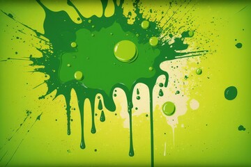 Poster - Old fashioned watercolor paint splashes on a green background. Generative AI