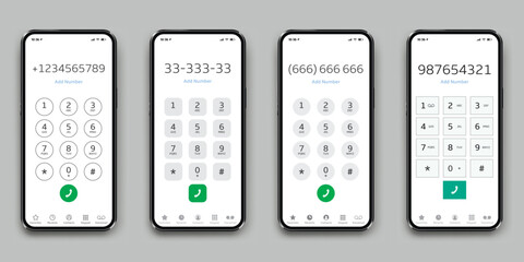 Interface phone keypad. Keypads with numbers and letters for smartphones.