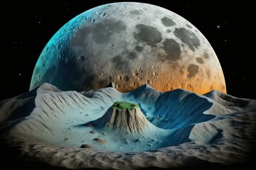 Wall Mural - The Moon is the only naturally occurring satellite that orbits the planet Earth permanently. Moon surface. Realistic moon. Generative AI