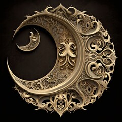 Sticker - 4K resolution or higher, filigree moon. Generative AI Technology