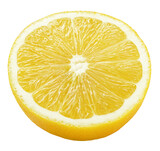 Fototapeta Kawa jest smaczna - Ripe half of yellow lemon citrus fruit isolated on transparent background