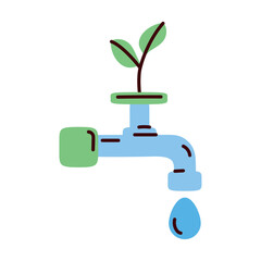 Poster - water faucet with plant