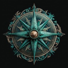 Compass rose tattoo template. Generative AI. (1)