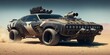 post-apocalyptic armored muscle car in the desert, fictional car created with generative ai