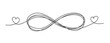 Infinity love icon. Continuous line art drawing
