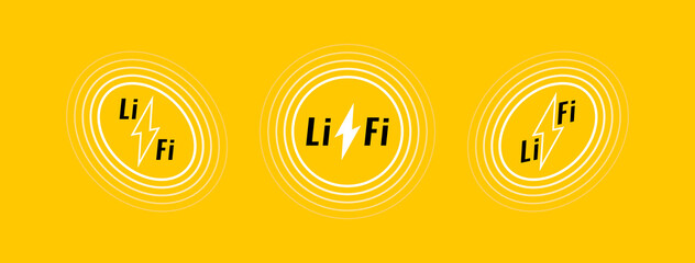 Poster - Li-fi wireless logo set with waves. Light Fidelity. Visible light communication. Fast wireless communication technology by special LED lamps. Internet and networking. Vector illustration