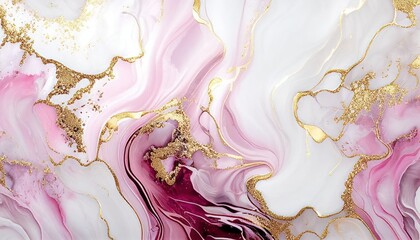 Pink liquid marble pattern texture, beautiful background with gold dust