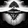 As above so below concept, double exposure illustration, generative ai