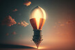 © aicandy - Bright light bulb in the shape of a rocket, representing the launch of innovative ideas, generative ai