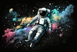 Fototapeta Kosmos - Jolly astronaut floating amongst the stars in space, generative ai